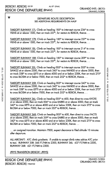 Orlando Intl Orlando, FL (KMCO): RDSOX ONE (RNAV) (DP)