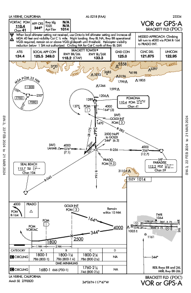 Brackett Fld La Verne, CA (KPOC): VOR OR GPS-A (IAP)