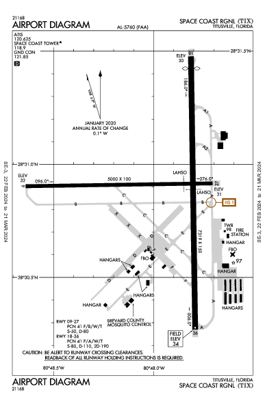 Space Coast Rgnl Titusville, FL (KTIX): AIRPORT DIAGRAM (APD)